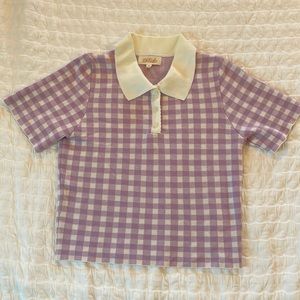 Gingham Collared Knit Sweater